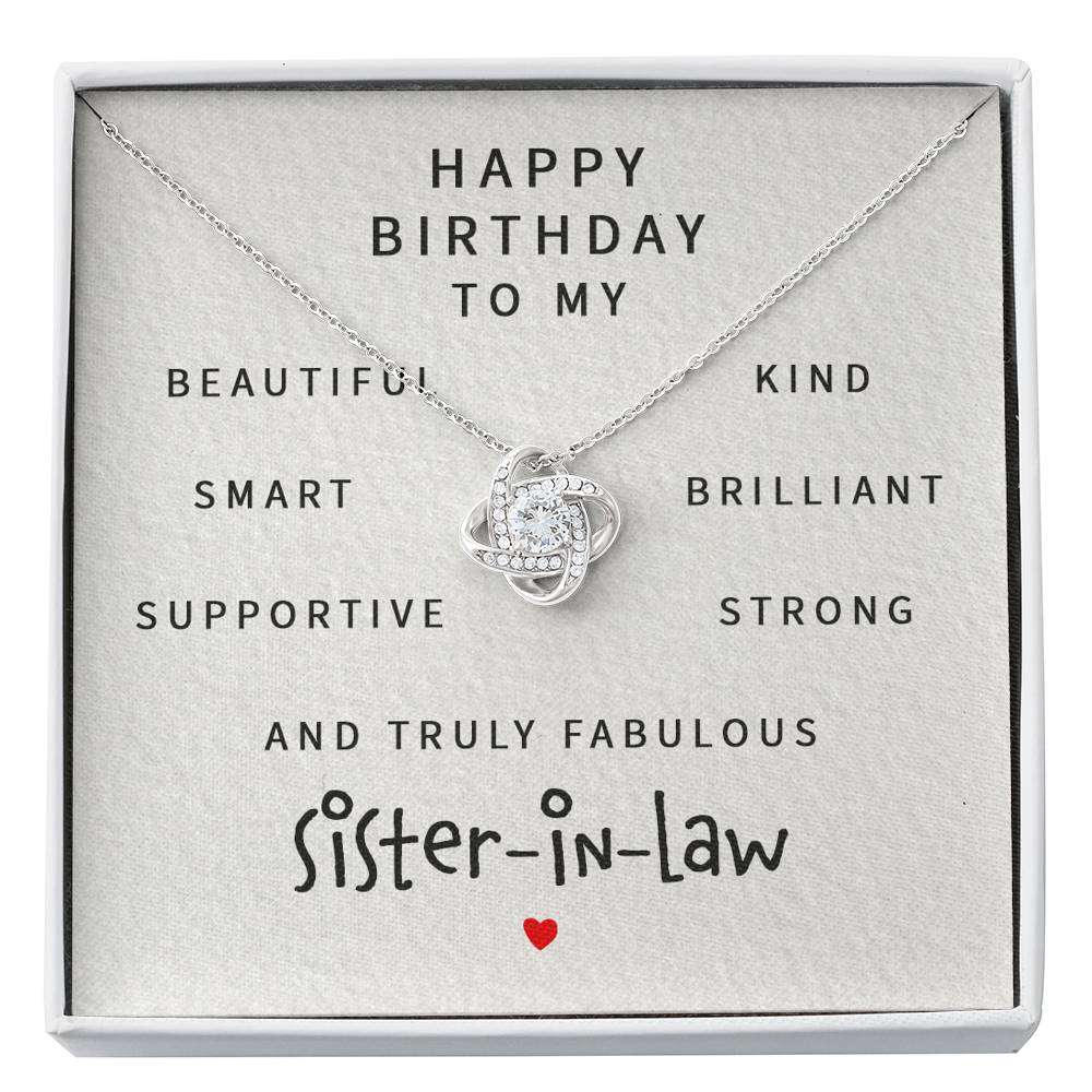 Sister Necklace, Happy Birthday Fabulous Sister-In-Law “ Love Knot Necklace Gifts for Sister Rakva