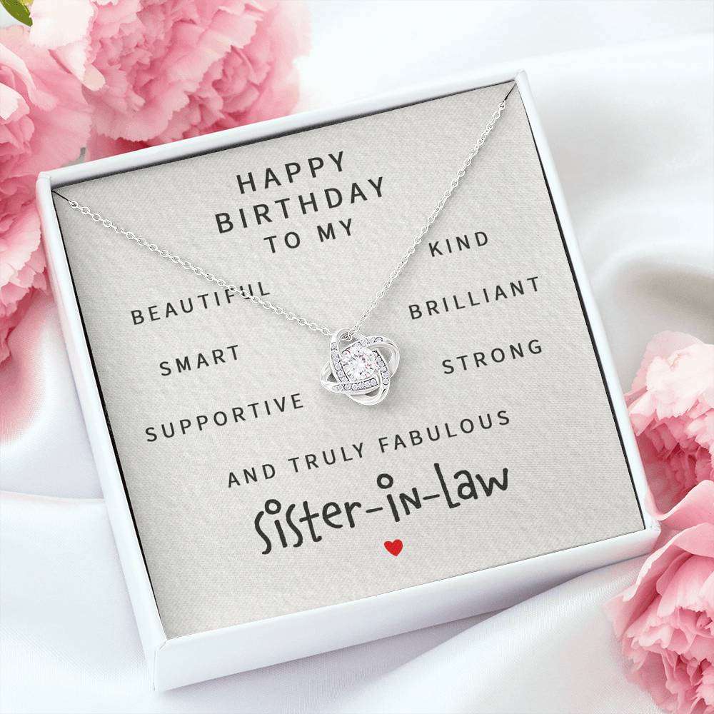 Sister Necklace, Happy Birthday Fabulous Sister-In-Law “ Love Knot Necklace Gifts for Sister Rakva