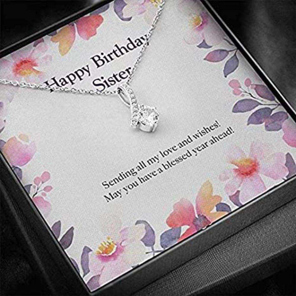 Sister Necklace, Happy Birthday Sister Necklace Gift “ Sending All My Love And Wishes Necklace Gifts For Friend Rakva