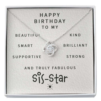 Sister Necklace, Happy Birthday To My Fabulous Sis-Star “ Love Knot Necklace Gifts for Sister Rakva