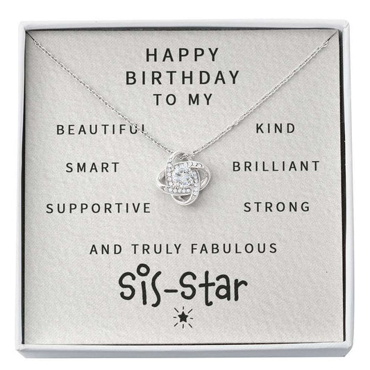 Sister Necklace, Happy Birthday To My Fabulous Sis-Star “ Love Knot Necklace Gifts for Sister Rakva