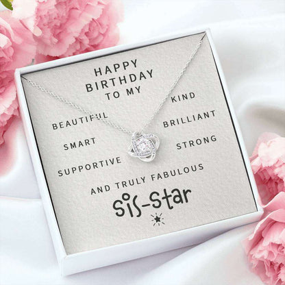 Sister Necklace, Happy Birthday To My Fabulous Sis-Star “ Love Knot Necklace Gifts for Sister Rakva