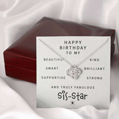 Sister Necklace, Happy Birthday To My Fabulous Sis-Star “ Love Knot Necklace Gifts for Sister Rakva