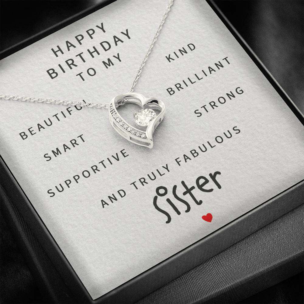 Sister Necklace, Happy Birthday To My Fabulous Sister “ Forever Love Necklace Gifts for Sister Rakva