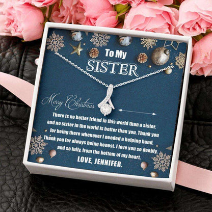 Sister Necklace, Meaningful Christmas Necklaces For Sister, Personalized Name Sister Christmas Jewelry, Silver Alluring Necklace For Sister Gifts for Sister Rakva