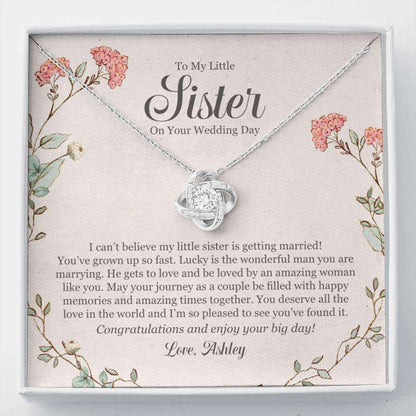 Sister Necklace, Personalized Necklace Little Sister Wedding Gift “ Gift For Sister On Wedding Day Custom Name Gifts For Friend Rakva