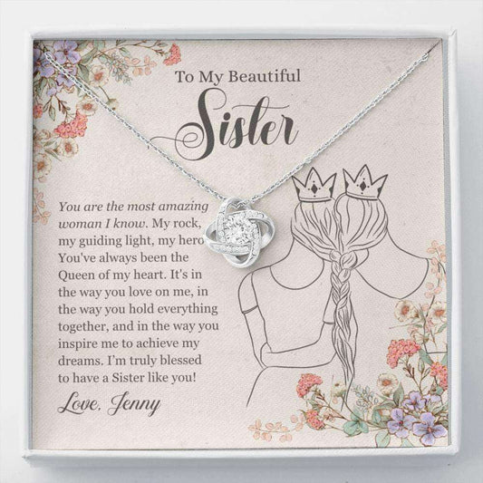 Sister Necklace, Personalized Necklace To My Beautiful Sister “ Gift For Big Sister Little Sister, Long Distance Custom Name Gifts For Friend Rakva