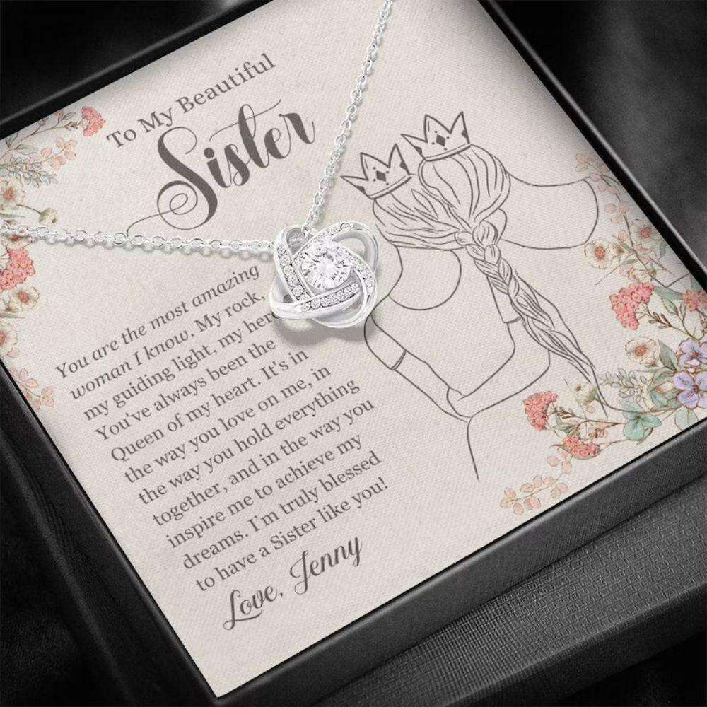 Sister Necklace, Personalized Necklace To My Beautiful Sister “ Gift For Big Sister Little Sister, Long Distance Custom Name Gifts For Friend Rakva