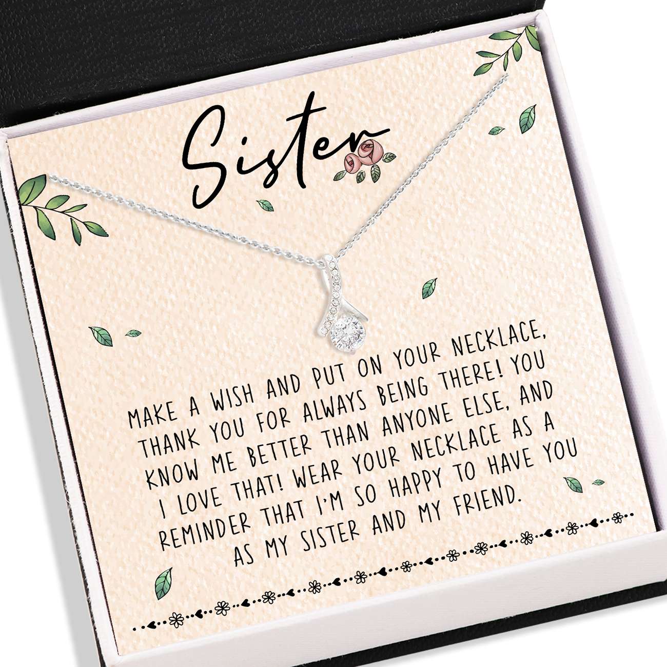 Sister Necklace “ Sister Love Necklace With Card “ Alluring Beauty Necklace, Jewelry Gifts Sister Gifts For Friend Rakva