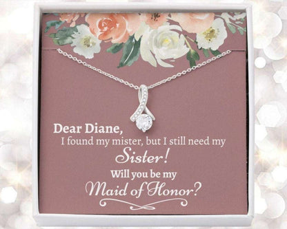 Sister Necklace, Sister Maid Of Honor Proposal, My Maid Of Honor Gift, Will You Be My Maid Of Honor Necklace Gifts For Friend Rakva