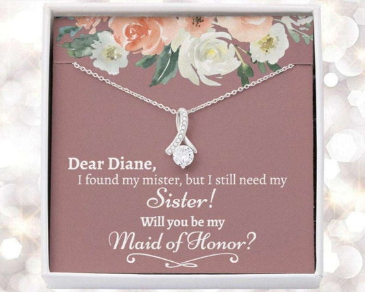 Sister Necklace, Sister Maid Of Honor Proposal, My Maid Of Honor Gift, Will You Be My Maid Of Honor Necklace Gifts For Friend Rakva