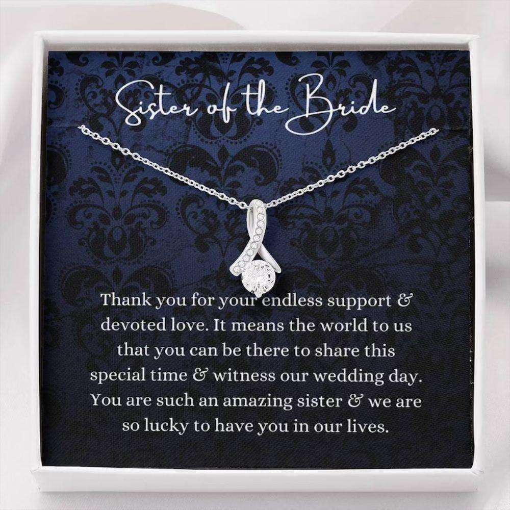 Sister Necklace, Sister Of The Bride Necklace Gift, Sister Wedding Gift From Bride And Groom, Bridal Party Gifts for Sister Rakva