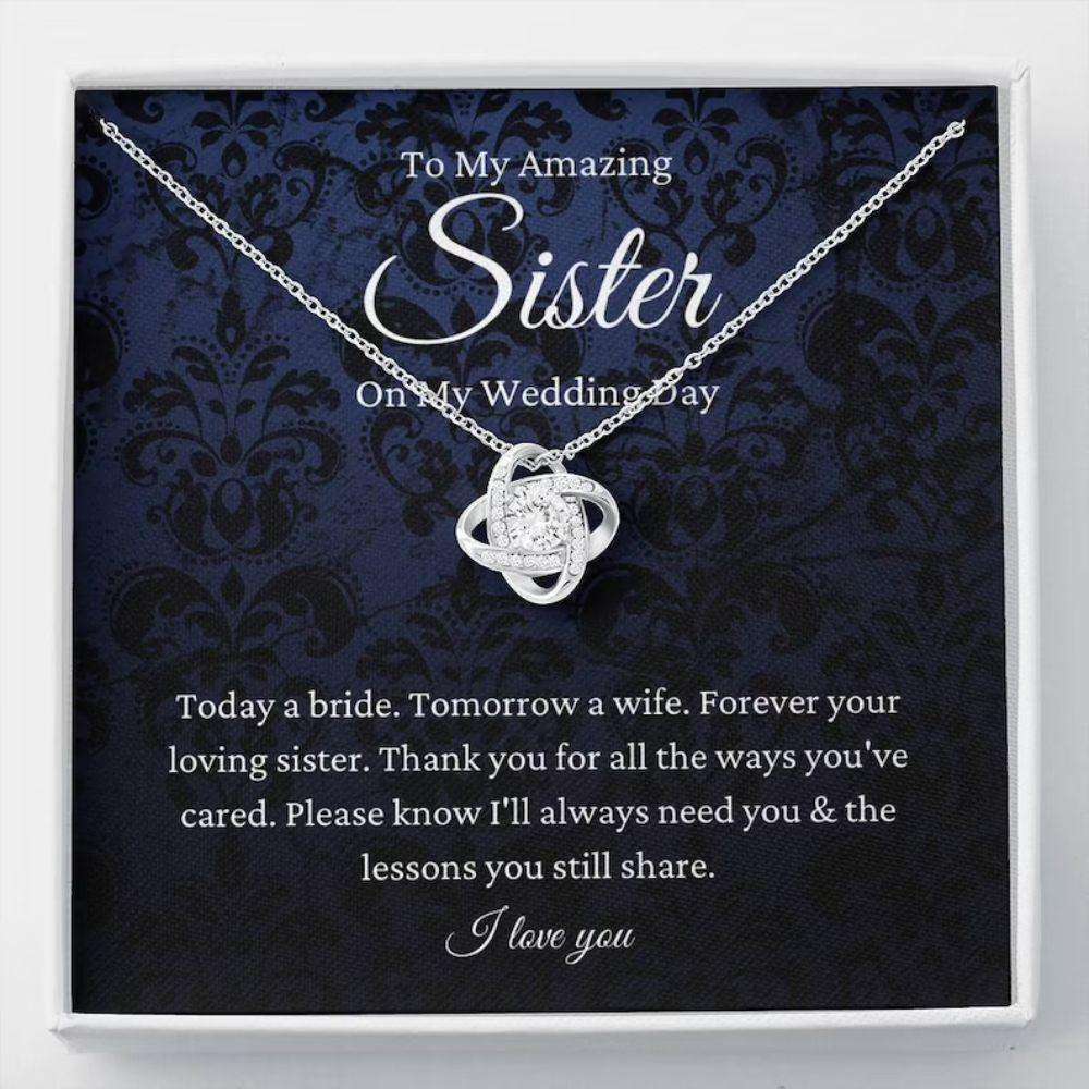 Sister Necklace, Sister Of The Bride Necklace Gift, Sister Wedding Gift From Bride And Groom, Bridal Party Gifts for Sister Rakva