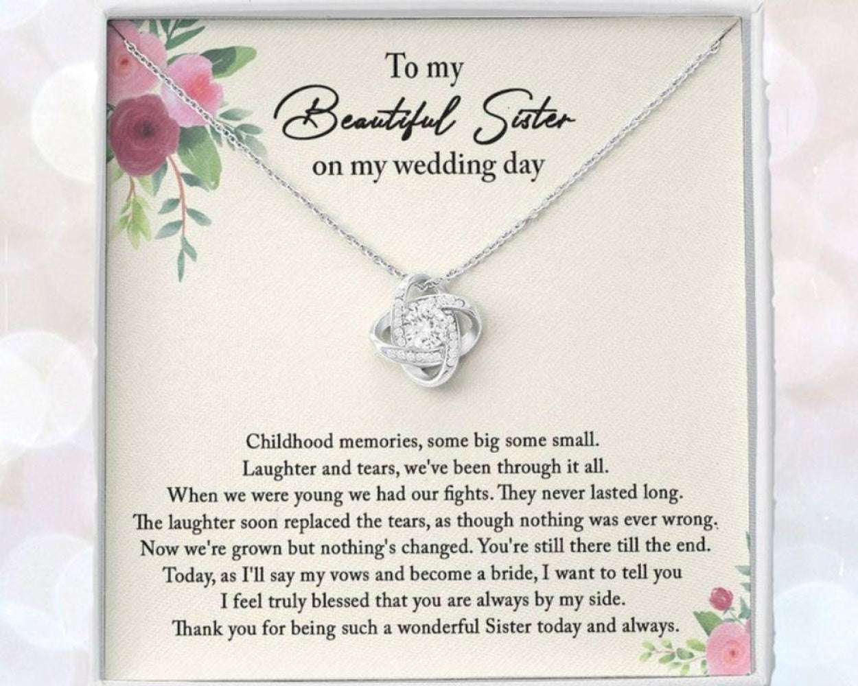 Sister Necklace, Sister Of The Bride Necklace, Sister Wedding Gift From Bride, Thank You Gift To Maid Of Honor Gifts For Friend Rakva