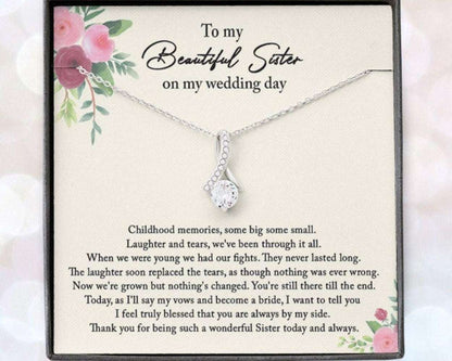 Sister Necklace, Sister Wedding Necklace Gift From Bride, Thank You Gift To Sister Maid Of Honor, Matron Of Honor Gifts For Friend Rakva