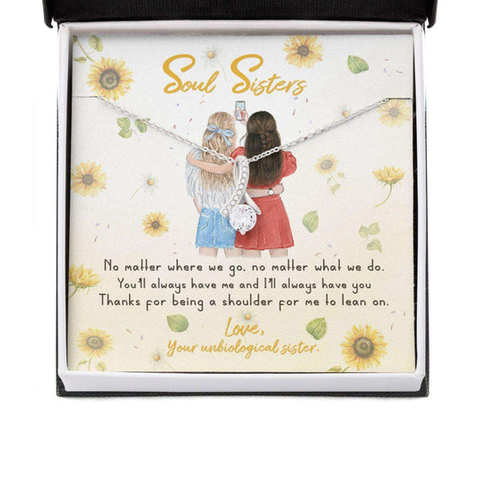 Sister Necklace, Soul Sister Necklace: Shoulder For Me To Lean On,Girls And Sunmessage Card Gifts for Sister Rakva