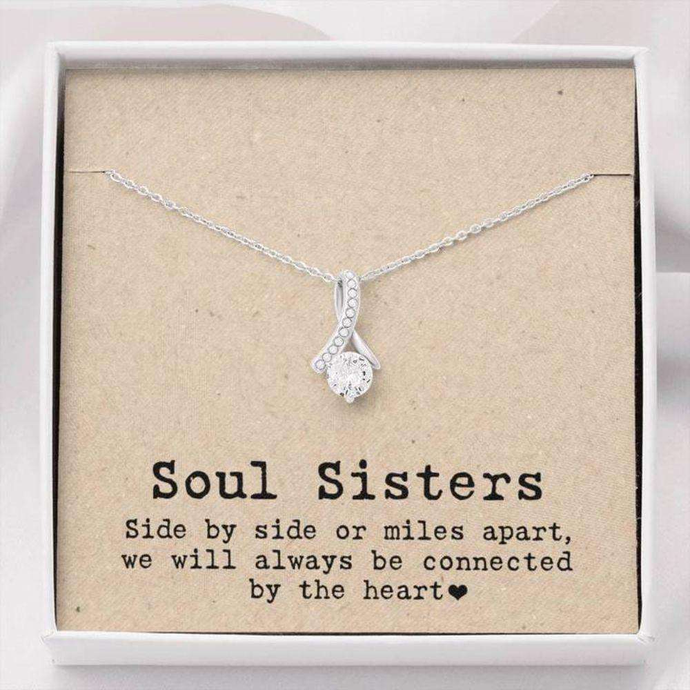 Sister Necklace, Soul Sisters Gift Necklace “ We Will Always Be Connected By The Heart Gifts For Friend Rakva