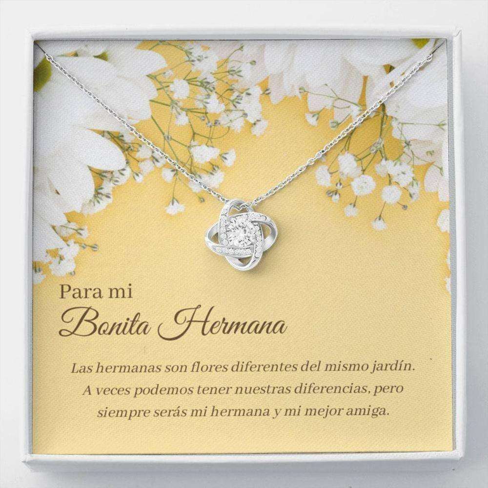 Sister Necklace, Sweet Hermana Necklace “ Hermana Bff “ Latina Sister Gift “ Knot Necklace “ Love For Hermana Gift For Bride Rakva