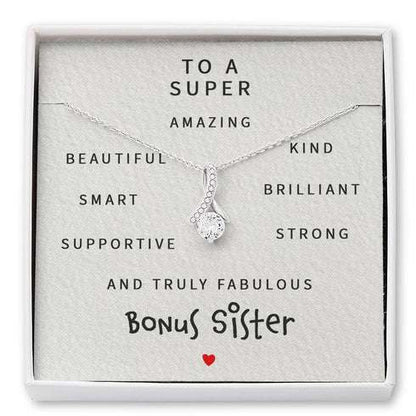 Sister Necklace, To A Super Amazing Bonus Sister “ Alluring Beauty Necklace Gifts For Friend Rakva