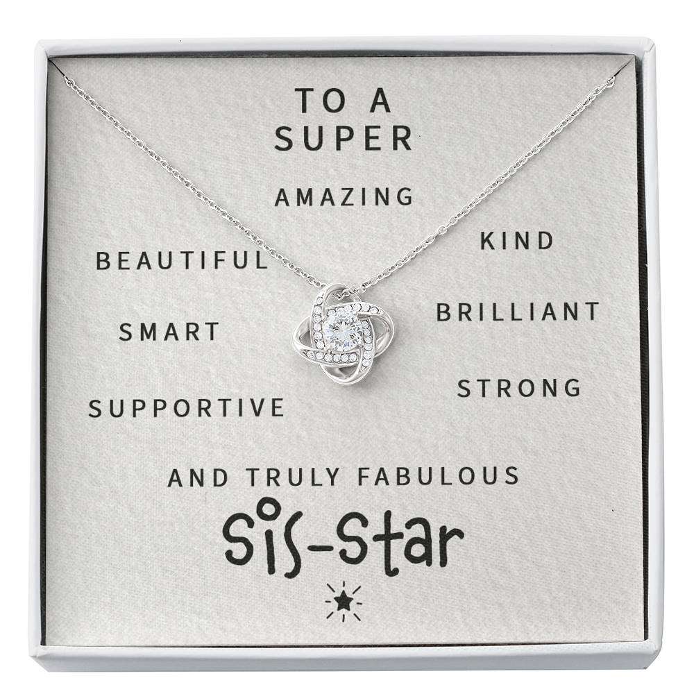 Sister Necklace, To A Super Amazing Fabulous Sis-Star “ Love Knot Necklace Gifts for Sister Rakva