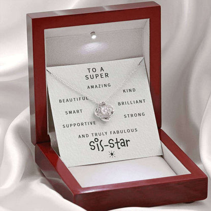 Sister Necklace, To A Super Amazing Fabulous Sis-Star “ Love Knot Necklace Gifts for Sister Rakva