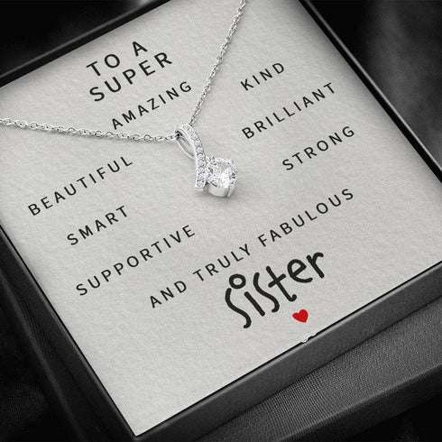 Sister Necklace, To A Super Amazing Fabulous Sister “ Alluring Beauty Necklace Gifts For Friend Rakva