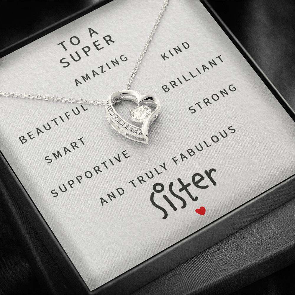 Sister Necklace, To A Super Amazing Fabulous Sister “ Forever Love Necklace Gifts for Sister Rakva