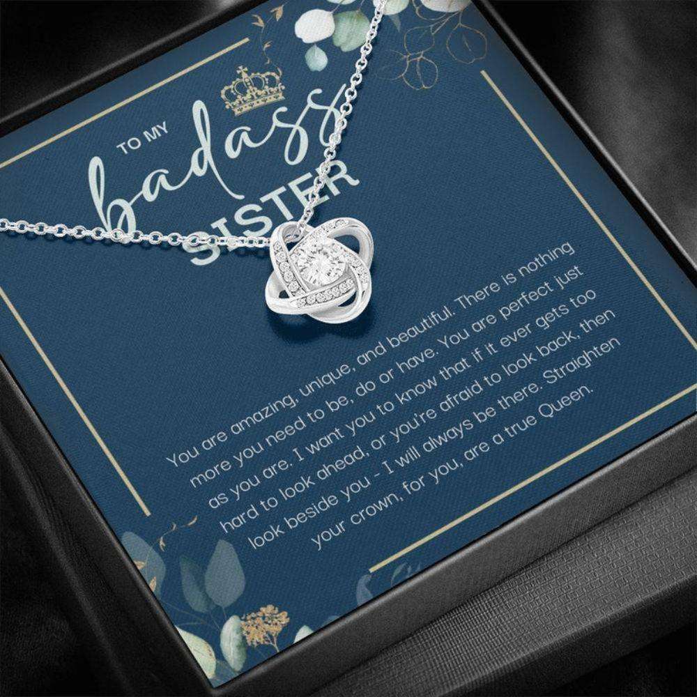 Sister Necklace, To My Badass Sister Necklace, Straighten Your Crown, Necklace Gift For Sister Gifts For Friend Rakva