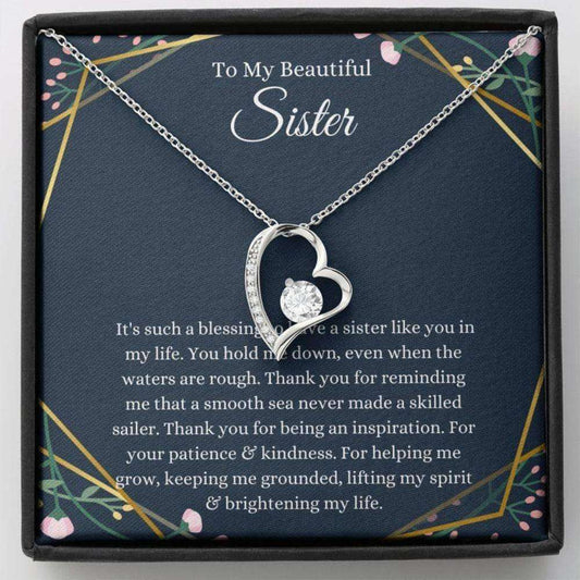 Sister Necklace, To My Beautiful Sister Necklace Gift, Christmas Birthday Gift To Little Sister Big Sister Gifts For Friend Rakva