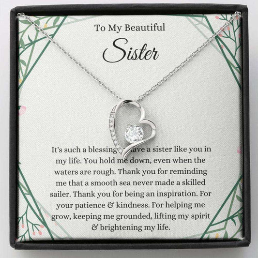 Sister Necklace, To My Beautiful Sister Necklace Gift, Christmas Birthday Gift To Little Sister Big Sister Gifts For Friend Rakva