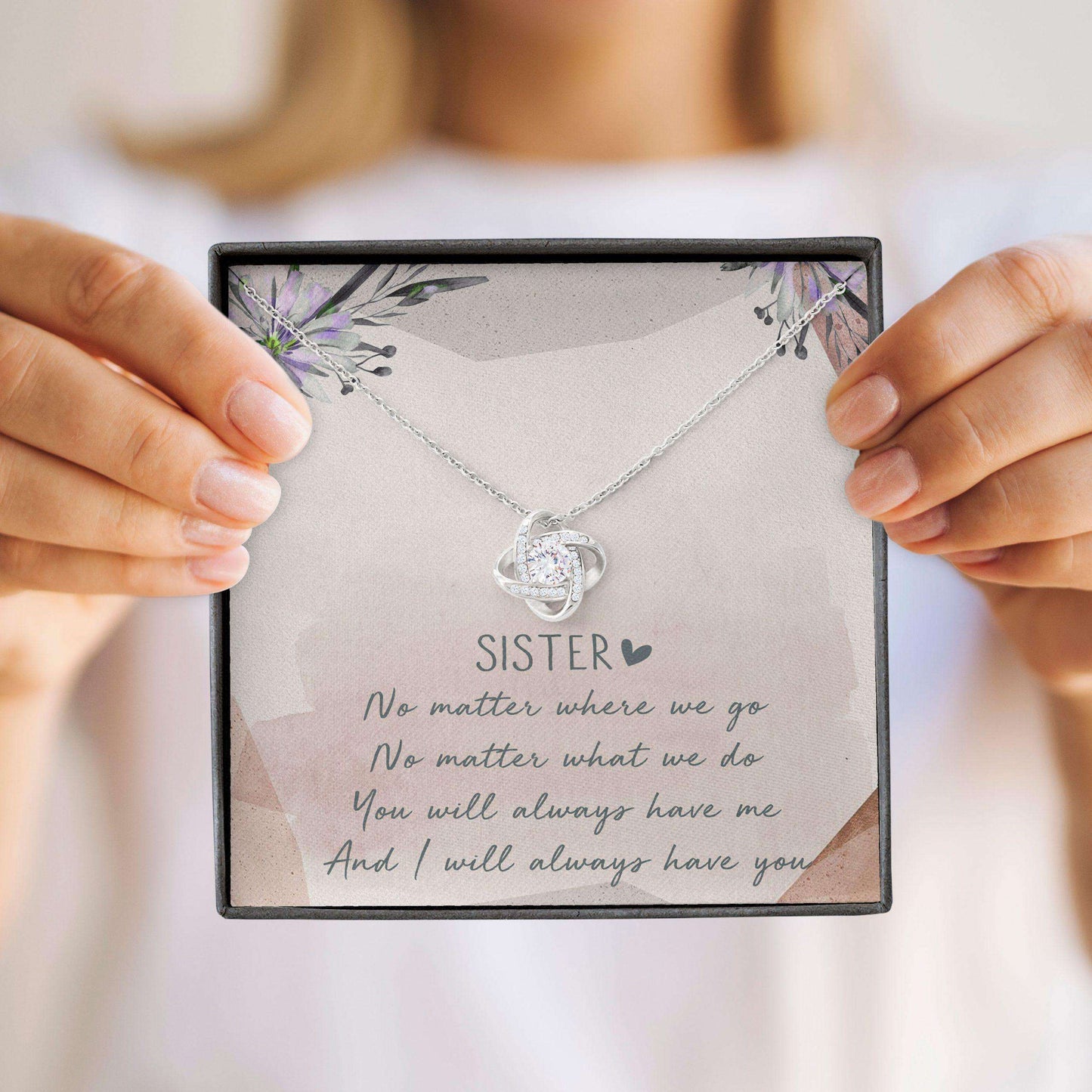 Sister Necklace, To My Sister My Best Friend “ Love Knots Necklace Gifts for Sister Rakva