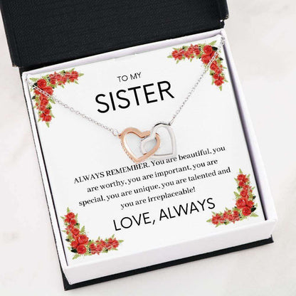 Sister Necklace, To My Sister Necklace Gift “ Always Remember “ Never Forget Necklace Gifts For Friend Rakva