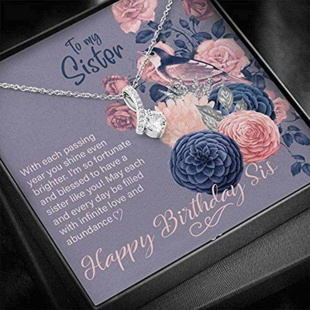 Sister Necklace, To My Sister Necklace Gift “ Each Passing Year You Shine Even Brighter Gifts For Friend Rakva