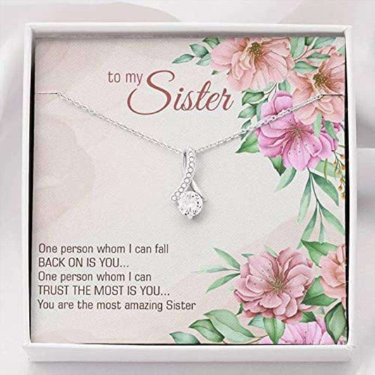 Sister Necklace, To My Sister Necklace Gift “ One Person Whom I Can Fall Back On Gifts For Friend Rakva