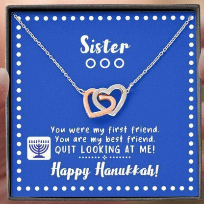 Sister Necklace, To My Sister Necklace “ My First Best Friend Happy Hanukkah Necklace Gifts For Friend Rakva