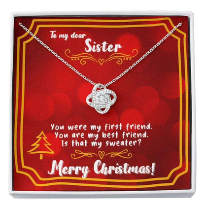 Sister Necklace, To My Sister Necklace “ My First Best Friend Merry Christmas Card Necklace Gifts For Friend Rakva