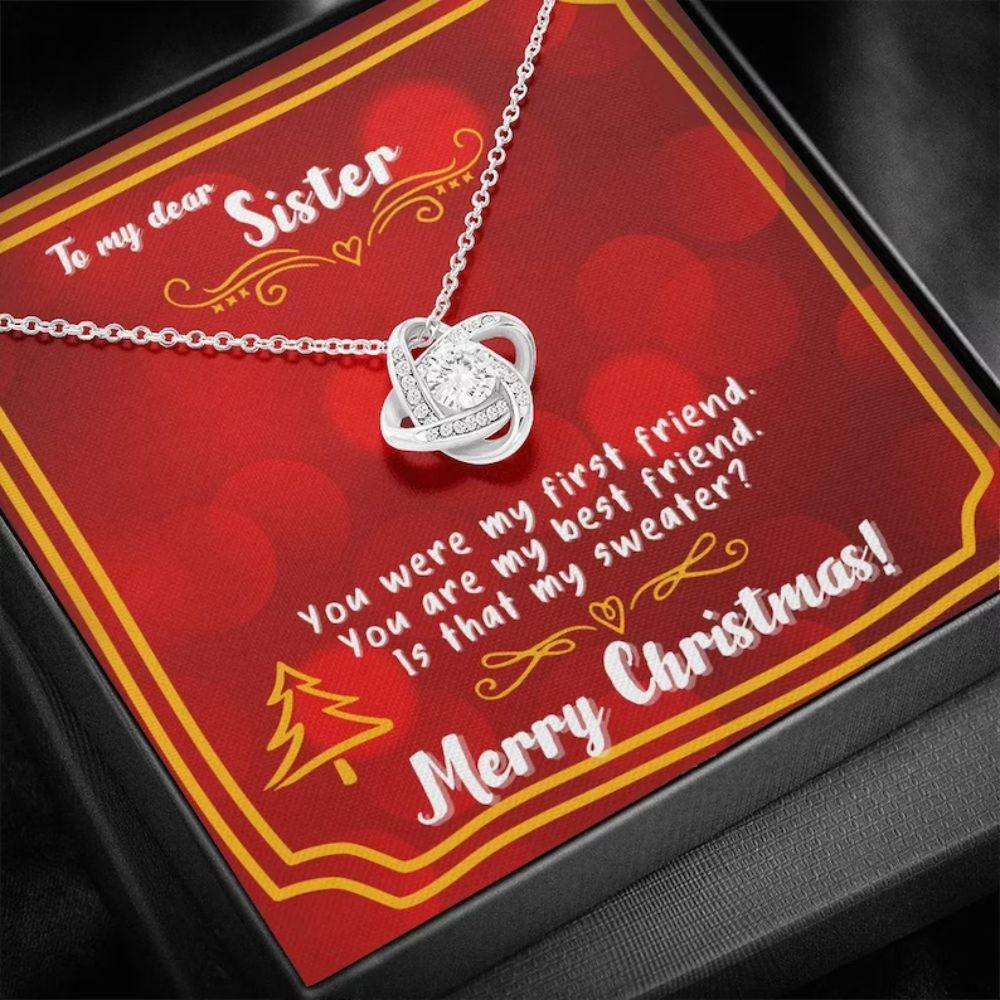 Sister Necklace, To My Sister Necklace “ My First Best Friend Merry Christmas Card Necklace Gifts For Friend Rakva