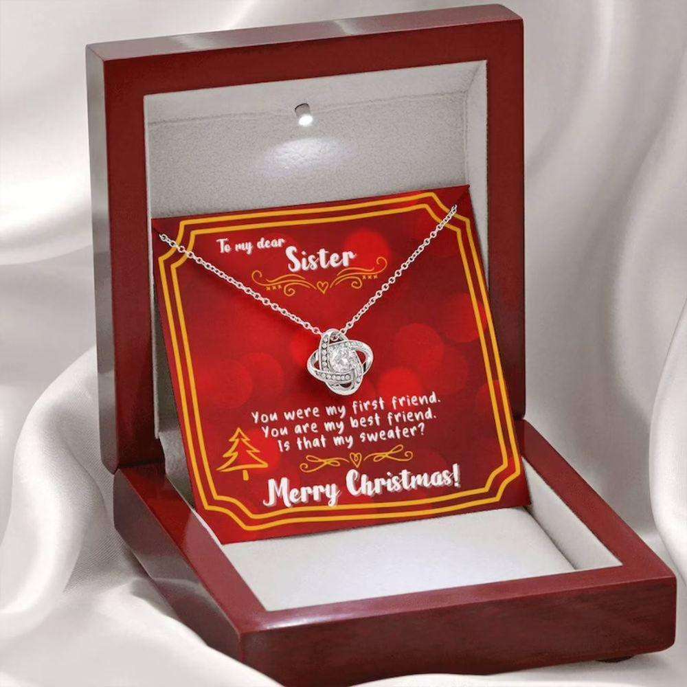 Sister Necklace, To My Sister Necklace “ My First Best Friend Merry Christmas Card Necklace Gifts For Friend Rakva