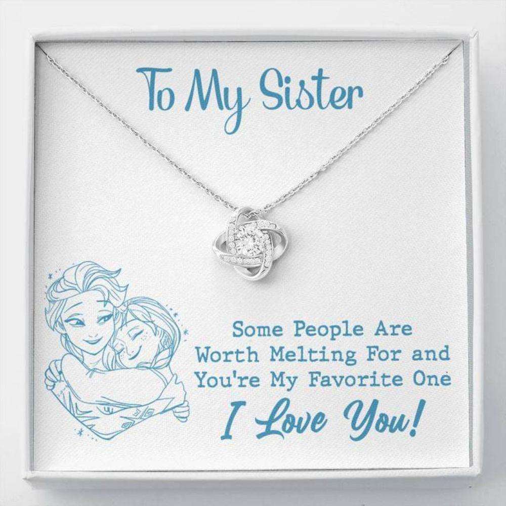 Sister Necklace, To My Sister Necklace Worth Melting Hug Sky Blue Love Knot Necklace Gift Gifts For Friend Rakva