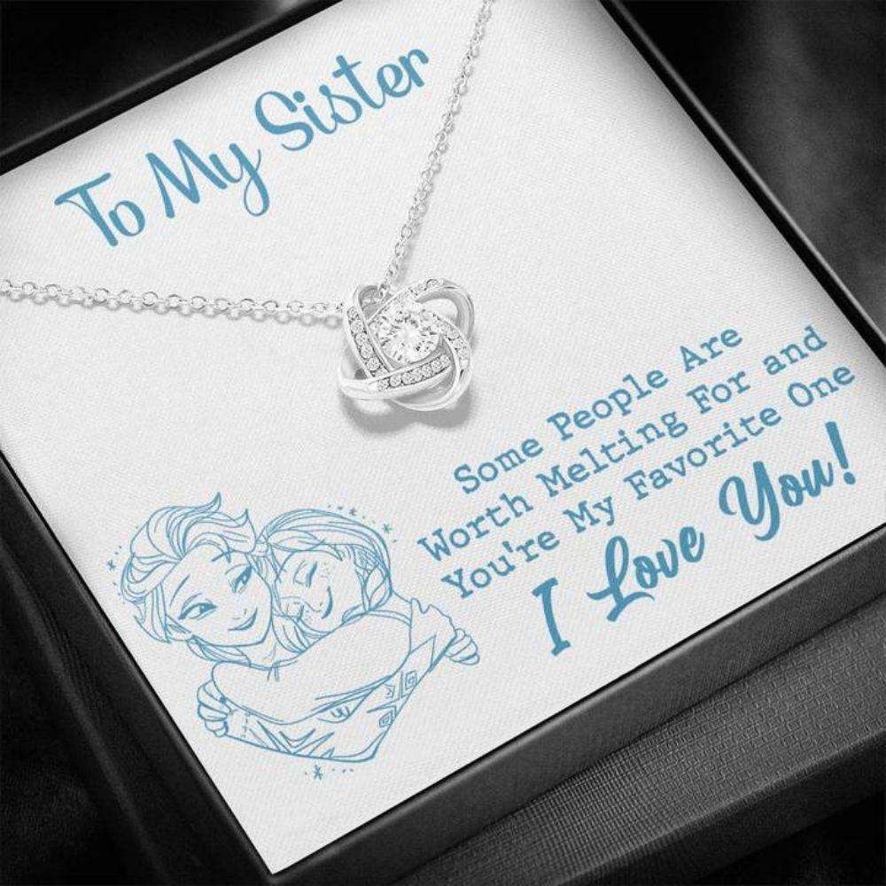 Sister Necklace, To My Sister Necklace Worth Melting Hug Sky Blue Love Knot Necklace Gift Gifts For Friend Rakva