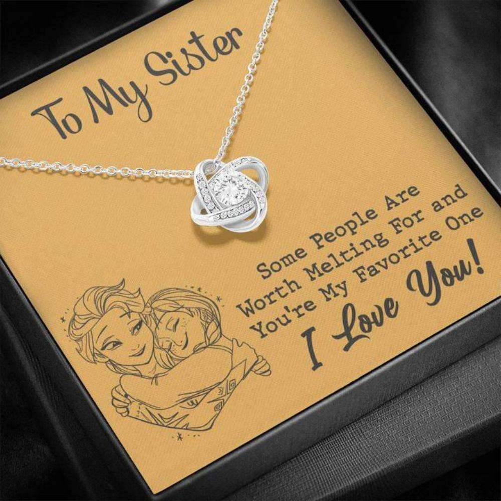 Sister Necklace, To My Sister Necklace Worth Melting Hug Yellow Love Knot Necklace Gift Gifts For Friend Rakva