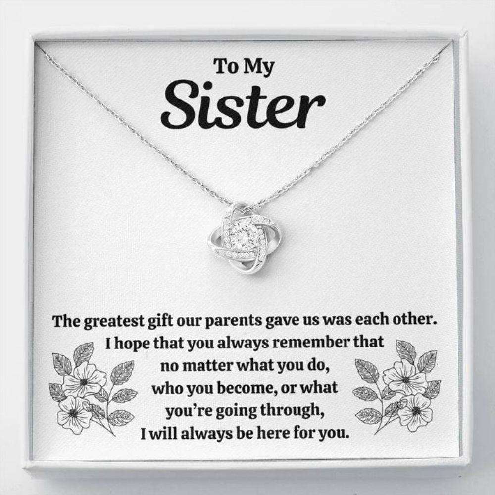 Sister Necklace, To My Sister Necklace Œour Parents” Love Knot Necklace Gift Gifts For Friend Rakva