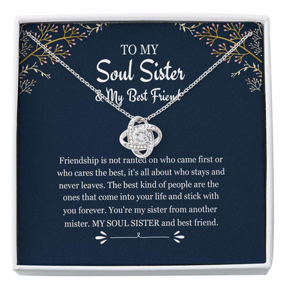 Sister Necklace, To My Soul Sister And Best Friend “ Soul Sister Necklace Best Friend Gift “ Love Knot Gifts For Friend Rakva