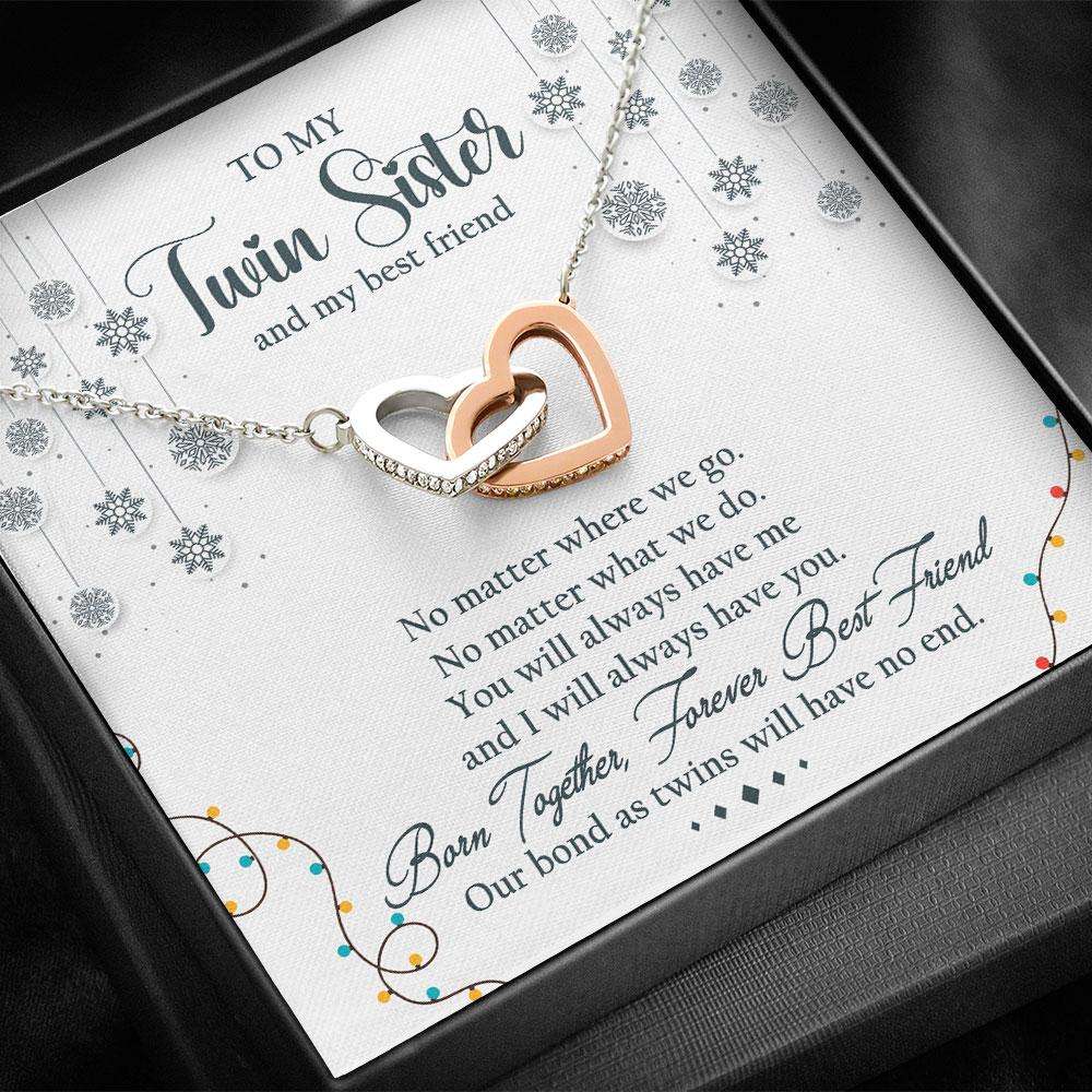 Sister Necklace, To My Twin Sister My Best Friend Necklace “ Interlocking Hearts Necklace Gifts for Sister Rakva