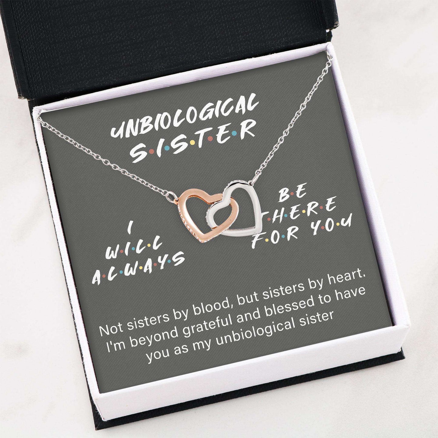 Sister Necklace, To My Unbiological Sister “ Interlocking Necklace Gifts for Sister Rakva