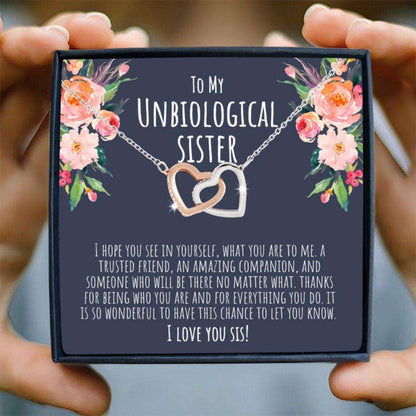 Sister Necklace, Unbiological Sister Gifts, Bonus Sister Gifts, Step Sister Birthday Necklace Gifts, Gift For Sister In Law, Joined Hearts Necklace Gifts For Friend Rakva