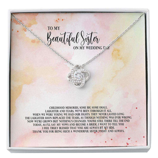 Sister Wedding Necklace Gift From Bride, Thank You Gift To Sister Maid Of Honor, Matron Of Honor Custom Necklace Gifts for Sister Rakva