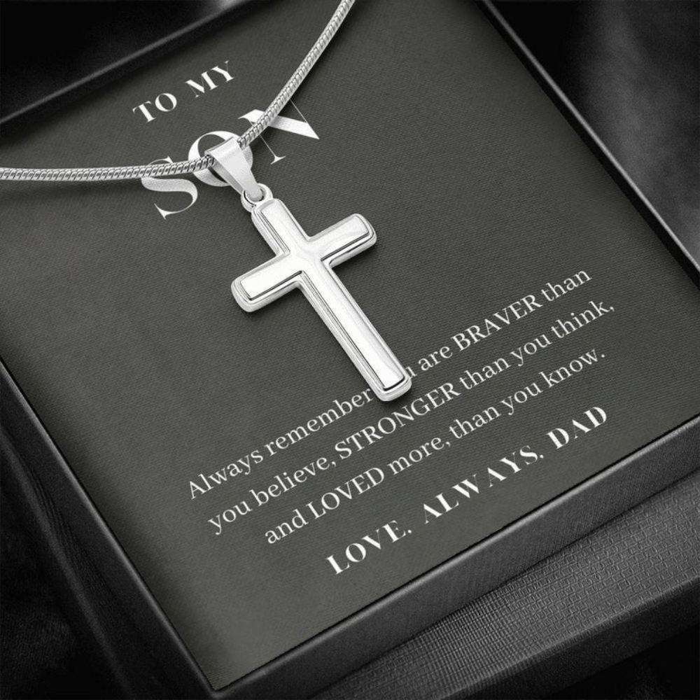 Son Necklace, Always Remember You Are Loved, Birthday Gift For Son, To My Son Cross Necklace, Present From Dad Gifts For Son Rakva