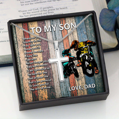 Son Necklace, Biker�S Son Gift To My Son “ Personalized Brother Cross Necklace Gift Gifts For Son Rakva