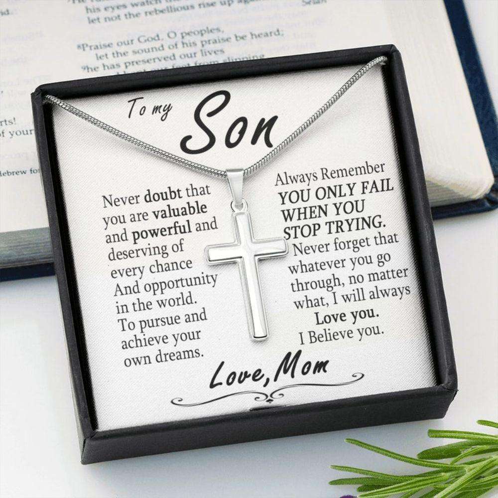 Son Necklace, Christian Jewelry Cross Necklace, Valentine Day Gifts For Son, Birthday Necklace Gift From Mom, Religious Gift Gifts For Son Rakva